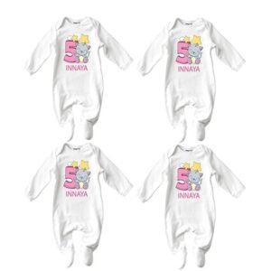 Five Months Old Baby Jumpsuit,New Born Baby Customised Name Baby Dress for Girl (Pack of 4) -
