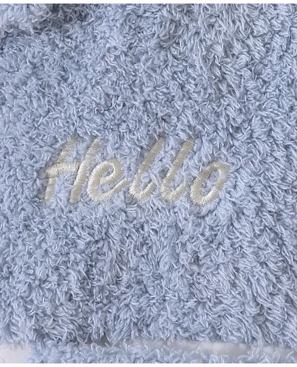 Kookie Kids Full Sleeves Front Open Winter Wear Fur Romper with Text Embroidery - Light Blue - Image 4