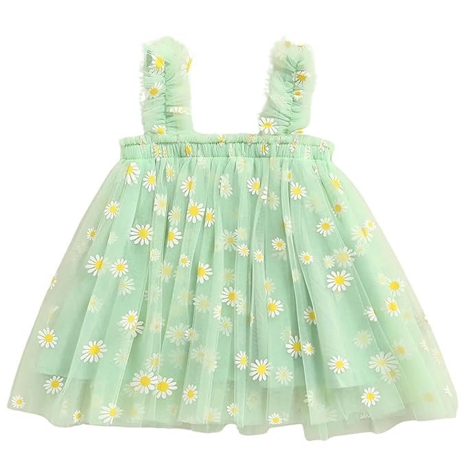 TotzTouch Baby Girls Dress | Frock Cami Strap Flared Printed Net Sleeveless Gown 3 Set