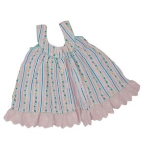 Adorable Baby Frock with Bloomers | Cotton Lace Dress | Floral Stripes | Comfy Fit | Ruffled Sleeves | Everyday Outfit