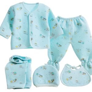 First Kick Presents New Born Baby Summer Wear Baby Clothes 5Pcs Sets 100% Cotton Baby Boys Girls Unisex Baby Cotton/Summer Suit Infant Clothes First Gift for New Born Baby