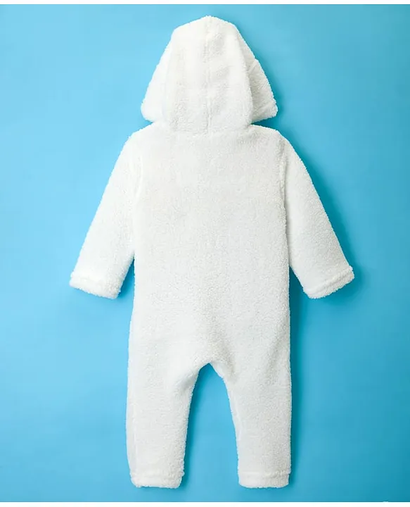 Kanvin Knit Full Sleeves WInter Wear Romper With Ear & Face Applique - White - Image 2